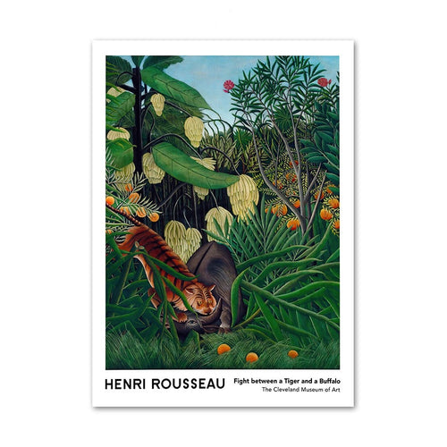 Henri Rousseau | Exotic Forest Jungle | Fight between a Tiger and a Buffalo