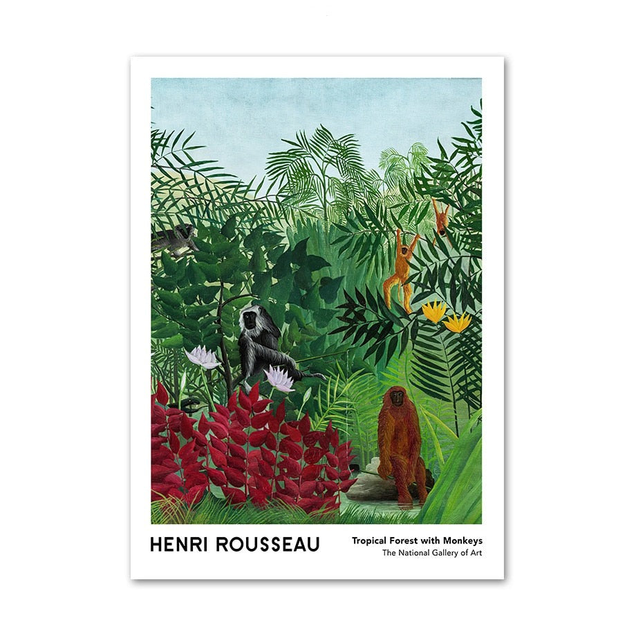 Henri Rousseau | Exotic Forest Jungle | Tropical Forest with Monkeys