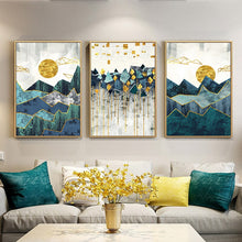 Geometric Mountain Golden Sun