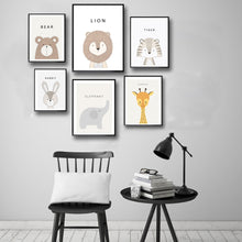 Cartoon Bear Lion Tiger Rabbit Giraffe